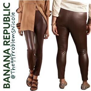 Banana Republic Faux Leather Dark Brown Leggings